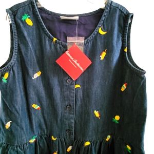 New Hanna Andersson girls' denim dress size 12